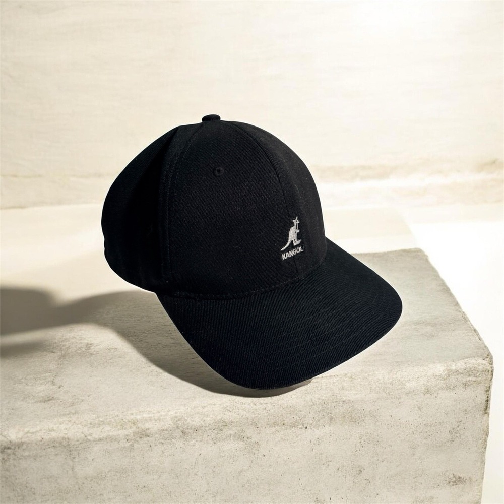 Kangol Hat Cap Fitted Mens Large X-Large Black Wool Flexfit Baseball Kangaroo